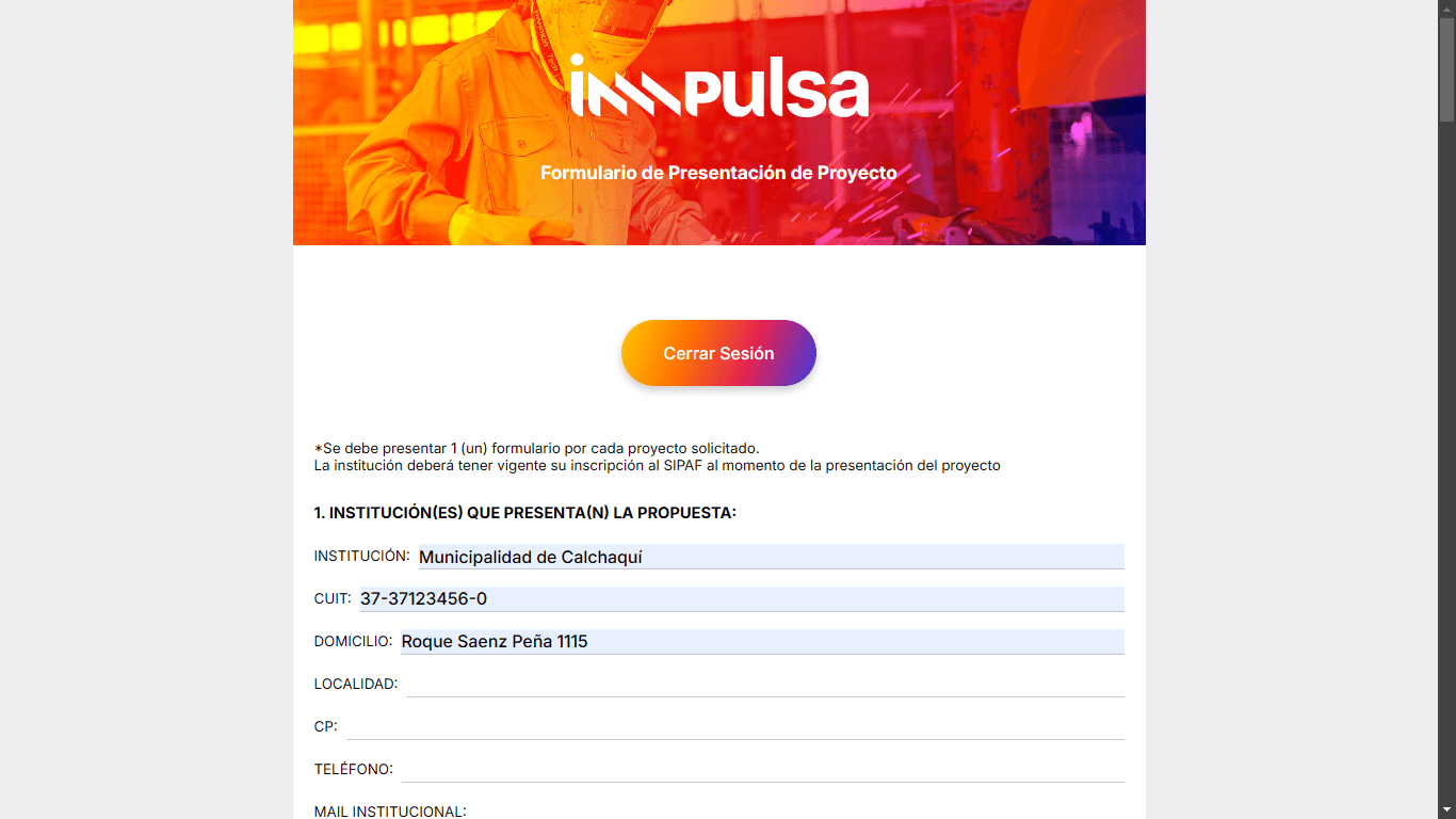Formulario Impulsa